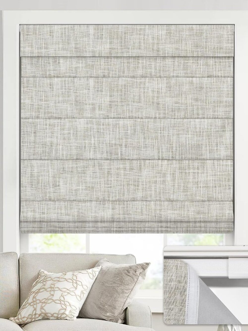 UNISHADES no Drill Cordless Roman Shades for Windows, 38" W × 64" H